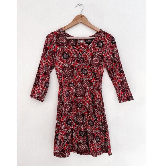 Hollister V Neck Faux Wrap Bohemian Style Floral Skater Sundress - Picture 1 of 8